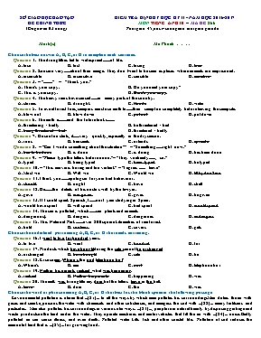 Bộ đề kiểm tra định kỳ học kỳ II môn Tiếng Anh Lớp 10 - Năm học 2016-2017